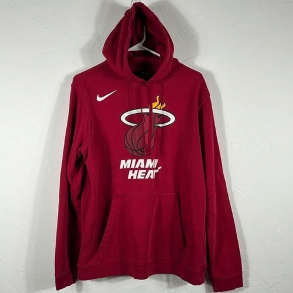 🔥🏀 Vintage MIAMI HEAT Nike NBA Pullover Hoodie‎ Sweatshirt Men Sz Lg - PERFECT